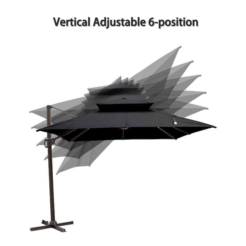 Pellebant 10 X 10 Ft Patio Offset Umbrella with Double Top