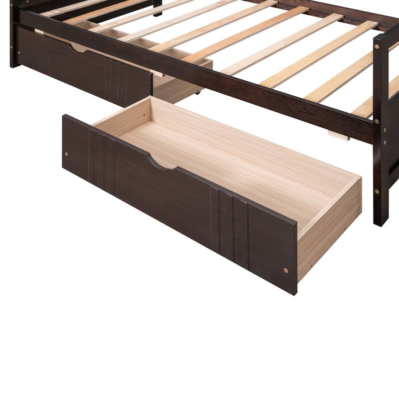 Space-Saving Twin Daybed with Storage Drawers - Sturdy Pine Wood Frame