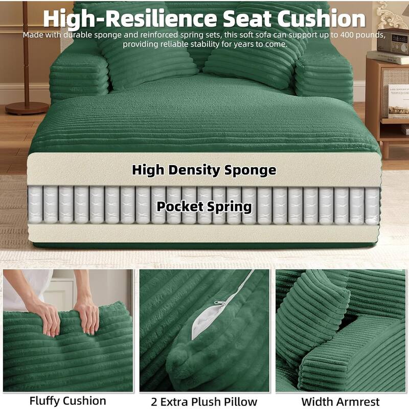 Rossetta Corduroy Upholstered Modern Oversized Chaise Lounge Chair