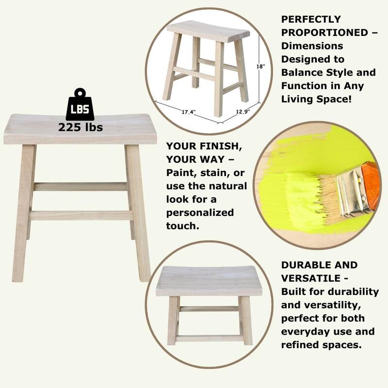 International Concepts Solid Wood Saddle Seat Dining Stool