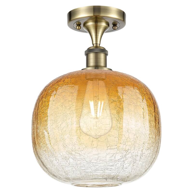 Innovations Lighting 516-1C-13-11 Brookhaven Sphere Semi-Flush - Antique Brass / Amber