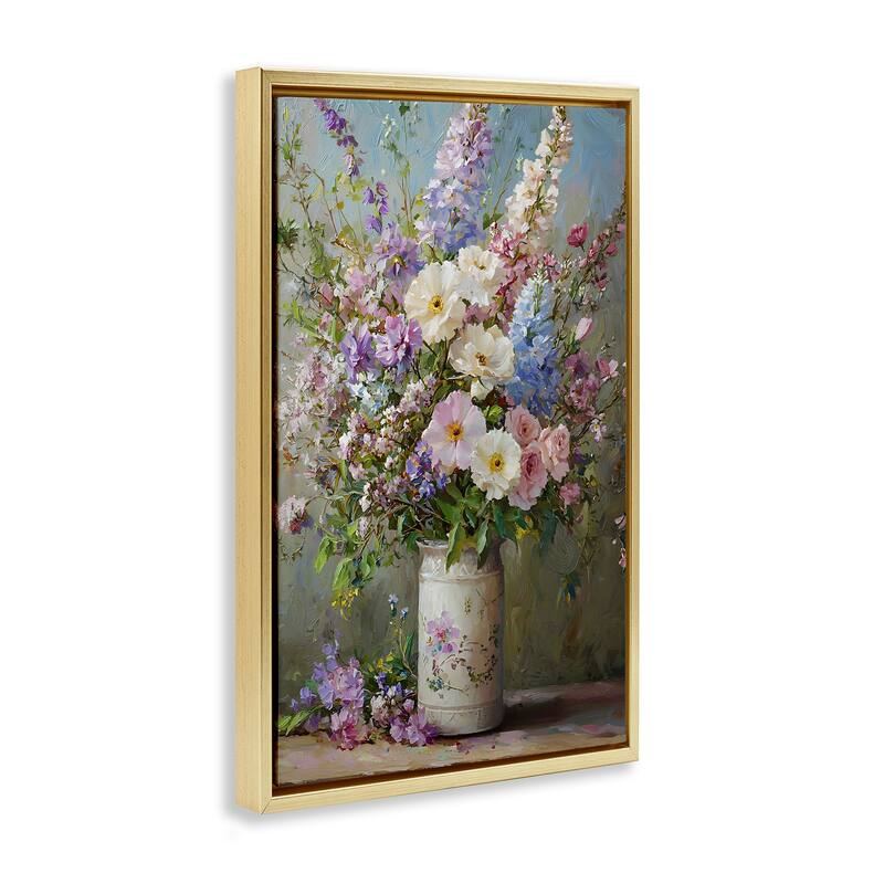Stupell Flowers in Southern Country Vase Framed Floater Canvas Wall Art Design By Franklyn Gregory
