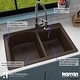 preview thumbnail 34 of 58, Karran Drop-In Quartz 33 in. 1-Hole 60/40 Double Bowl Kitchen Sink Kit
