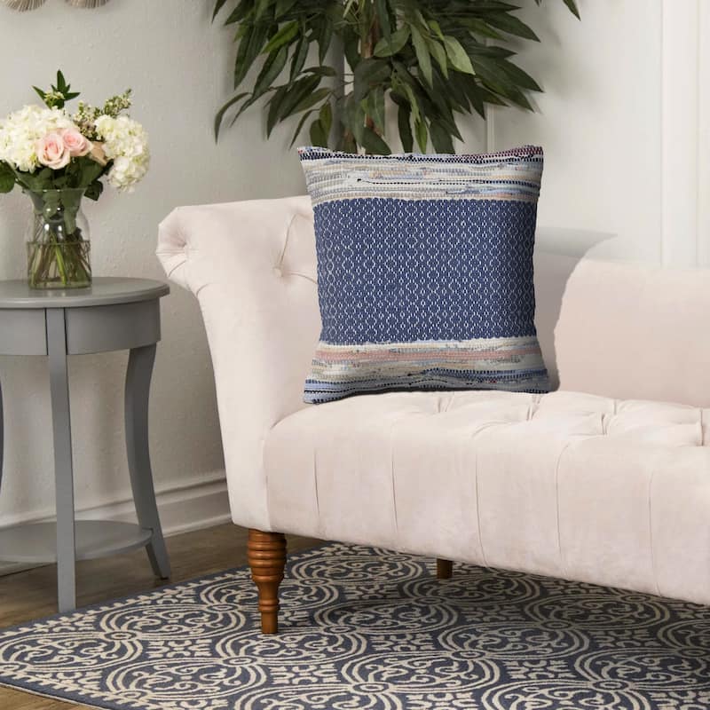 Sevita Meldi Bohemian Diamond Blue/Multicoloured Cotton Blend Throw Pillow
