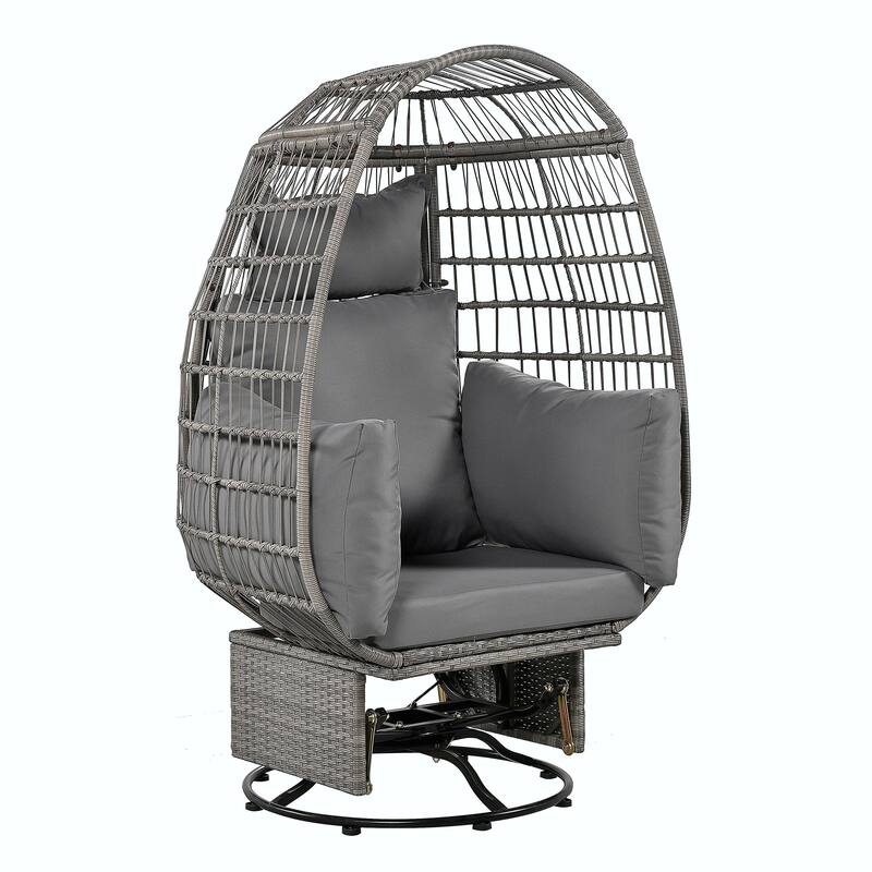 Swivel Rattan Egg Patio Chair with Cushions and Rocking Function