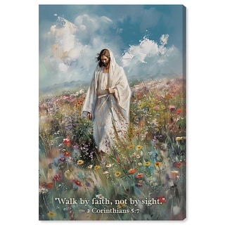 Walk By Faith Jesus Wall Art Wrapped Canvas Print by Art Remedy - Bed ...