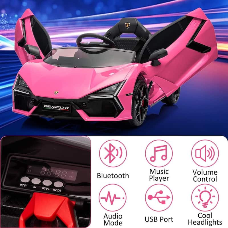 12V Kids Ride On Car, Licensed Lamborghini Revuelto Electric Car for Kids