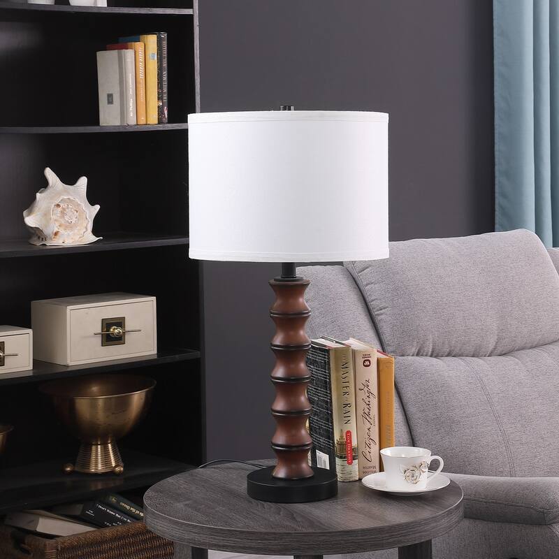 27.5" In Coastal Littoral Wood Insp Modern Table Lamp