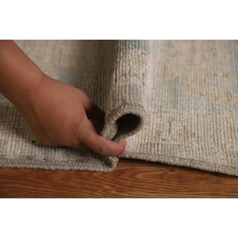 Gray Floral Oushak Turkish Area Rug Hand-knotted Oriental Wool Carpet - 9'1"x 11'10"