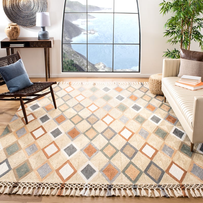 SAFAVIEH Handmade Sahara Alivia Moroccan Jute Rug - 8' x 10' - Beige/Rust