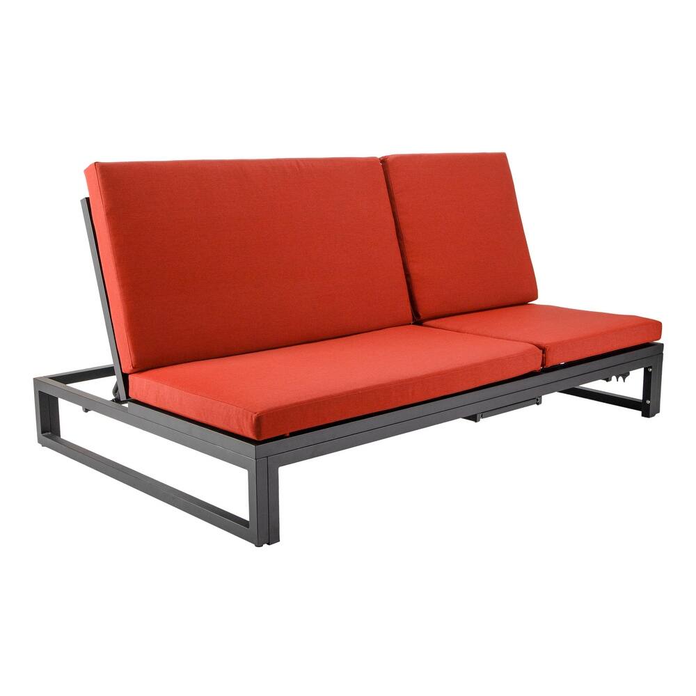 Chelsea Polyester Fabric Outdoor Lounge Chair with Four-Level Adjustable Backrest and Powder-Coated Aluminum Frame
