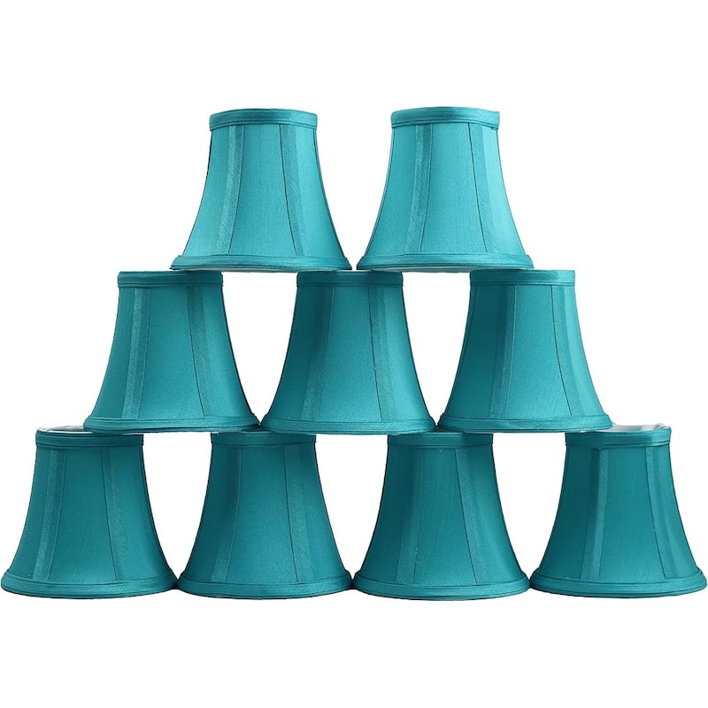 Teal Silk Bell Chandelier Lamp Shade, 3-inch by 5-inch by 4.5-inch, Clip-on - 5*9