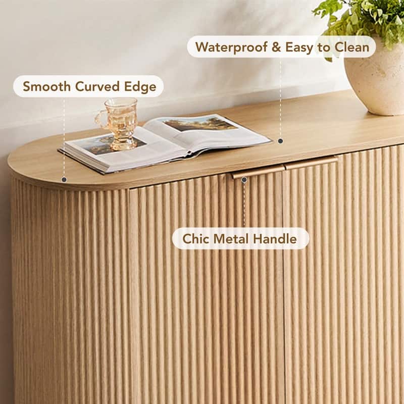 Spruce & Spring 70-inch Wide Modern Sideboard Cabinet with Semi-Cylindrical Columns