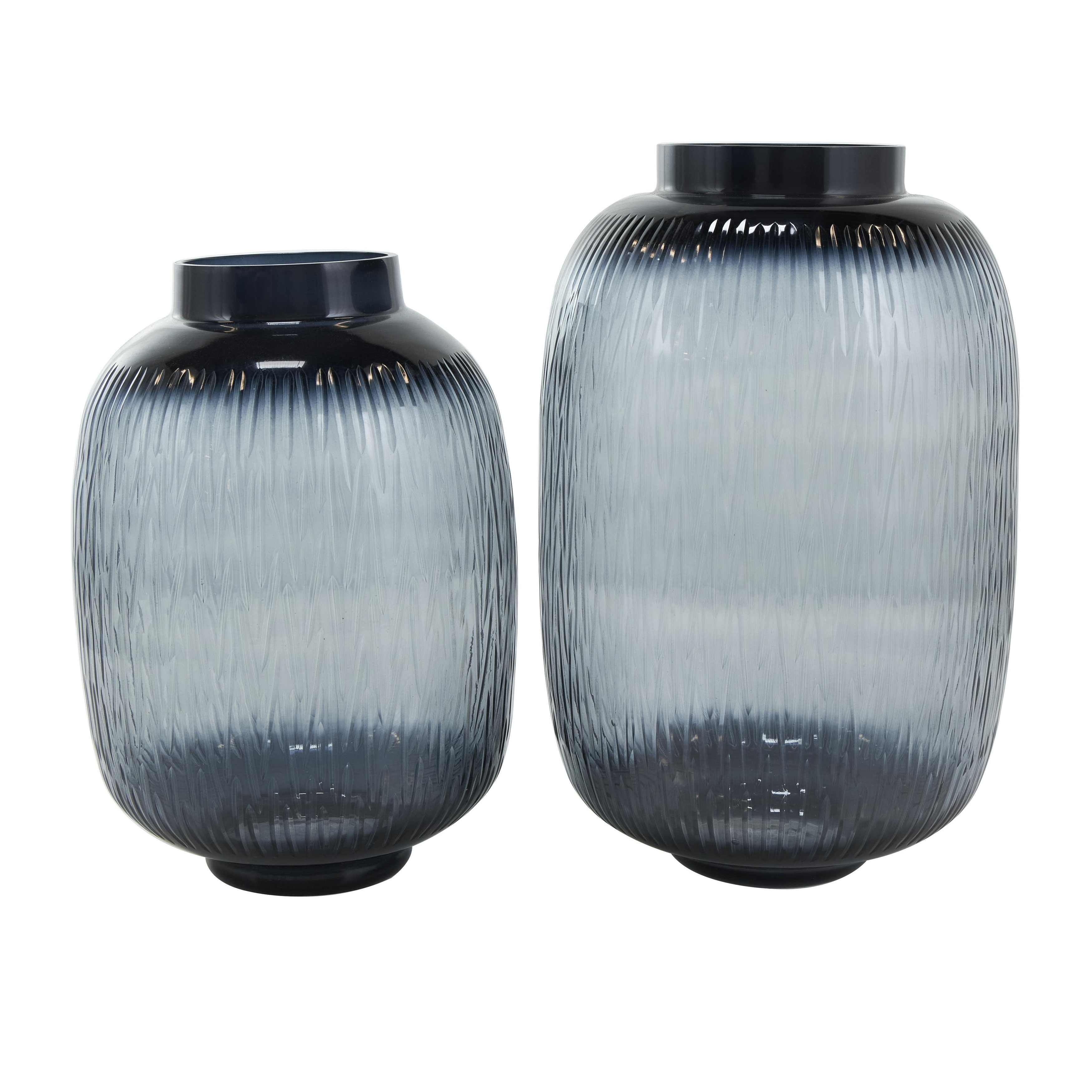 Glass Textured Ombre Decorative Vase - Set of 2 Black - Roche River Decor