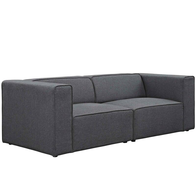 Mingle 2 Piece Upholstered Fabric Sectional Sofa Set - Grey