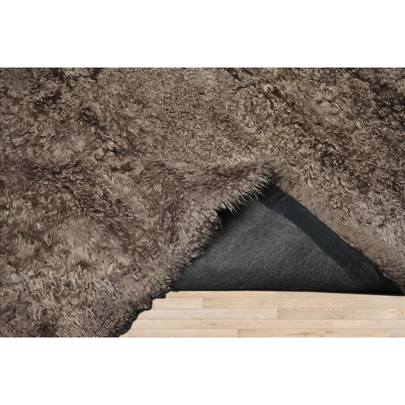 9'5''x9'5'' Square Machine Made Brown Shag Plush Pile Contemporary Polyster Rug - 9' 5'' x 9' 5''-Square