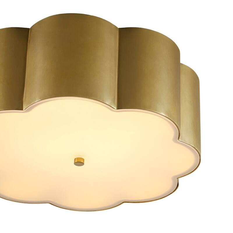 Metallic Luxury Scalloped Flower Drum Dimmable LED Flush Mount - 15.0 in