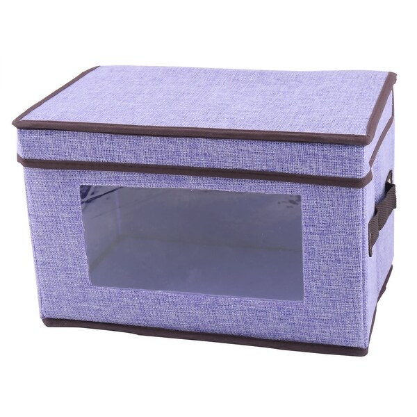 Linen Foldable Clothes Socks Organizer Holder Light Purple 31.5 x 20.5 x 20.5cm