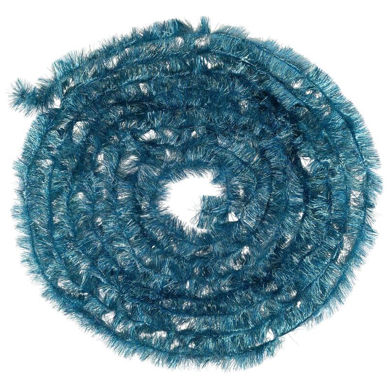 Two-Tone Shiny Tinsel Christmas Garland - 36' X 3" - Blue
