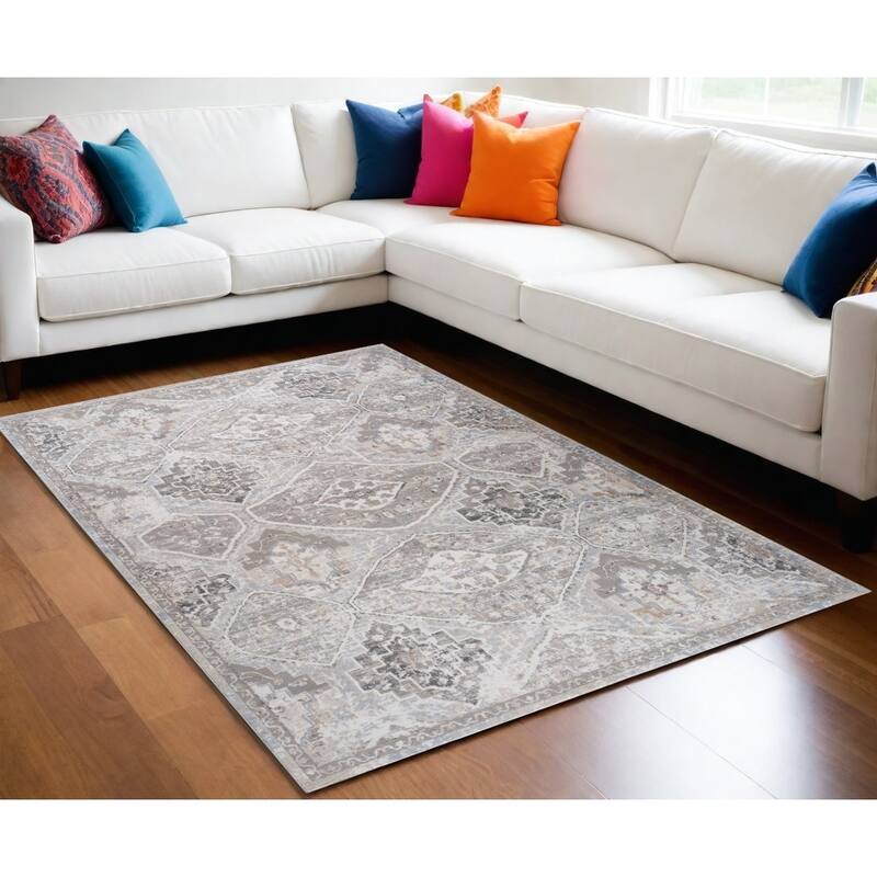 Bika Distressed Stain Resistant Woven Area Rug By HomeRoots - 5' X 8' - Oxford Blue - Rectangle