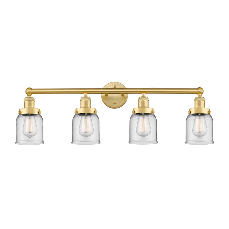 Innovations Lighting Small Bell - 4 Light 34" Bath Vanity Light - Clear/Satin Gold