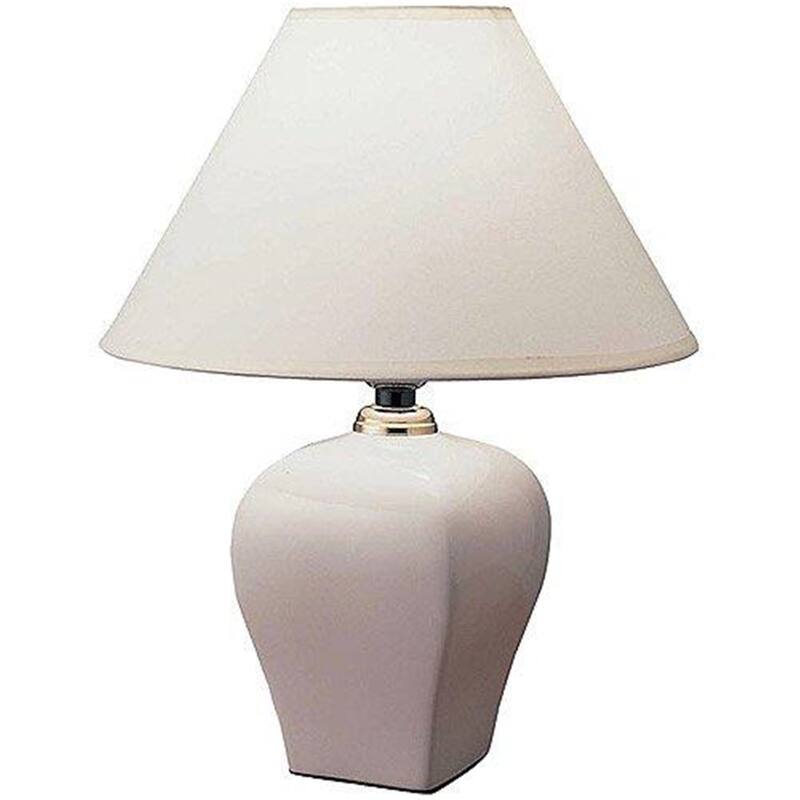Luxury Table Lamp Ceramic Base Linen Shade 13" Ivory Home Decor