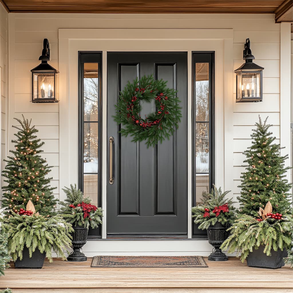 real touch™️ berries and pine artificial christmas wreath 32" unlit