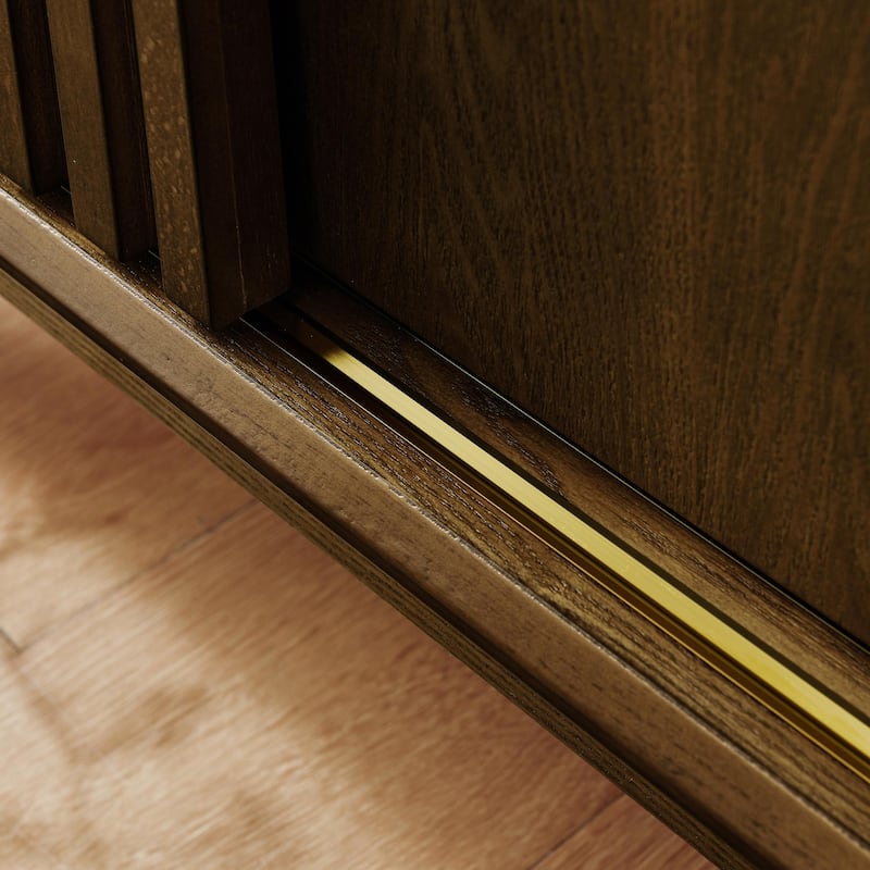 47" Farmhouse Sideboard - Fluted Cabinet with Solid Wood Feet