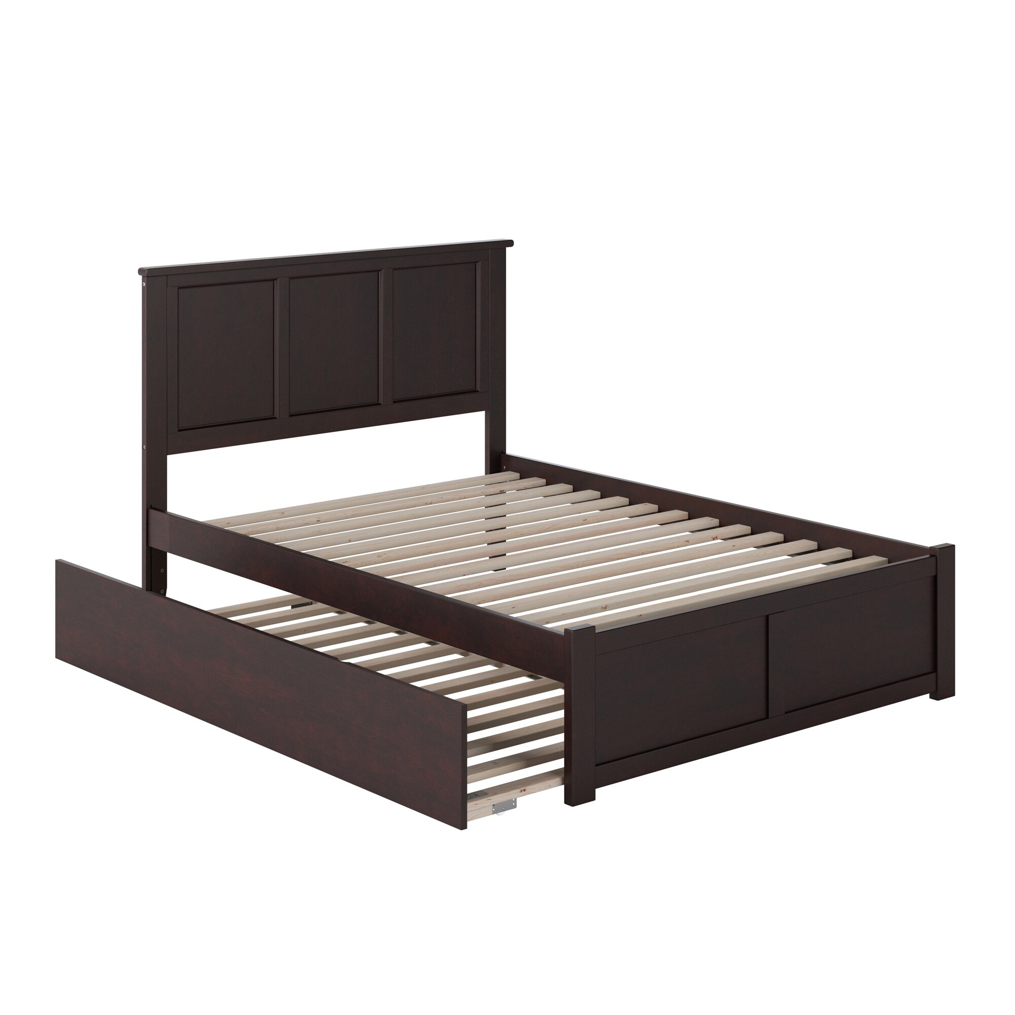Madison King Solid Wood Platform Bed with Footboard & Twin XL Trundle in Espresso
