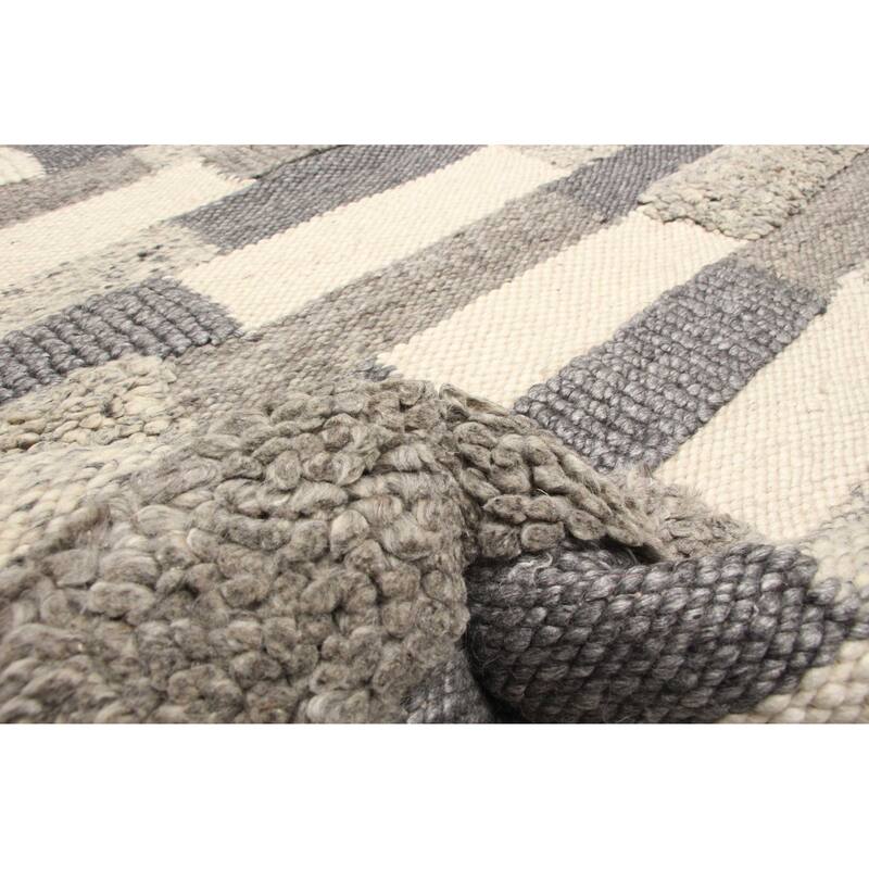 ECARPETGALLERY Braid weave Sienna Grey Wool Rug - 5'9 x 7'10