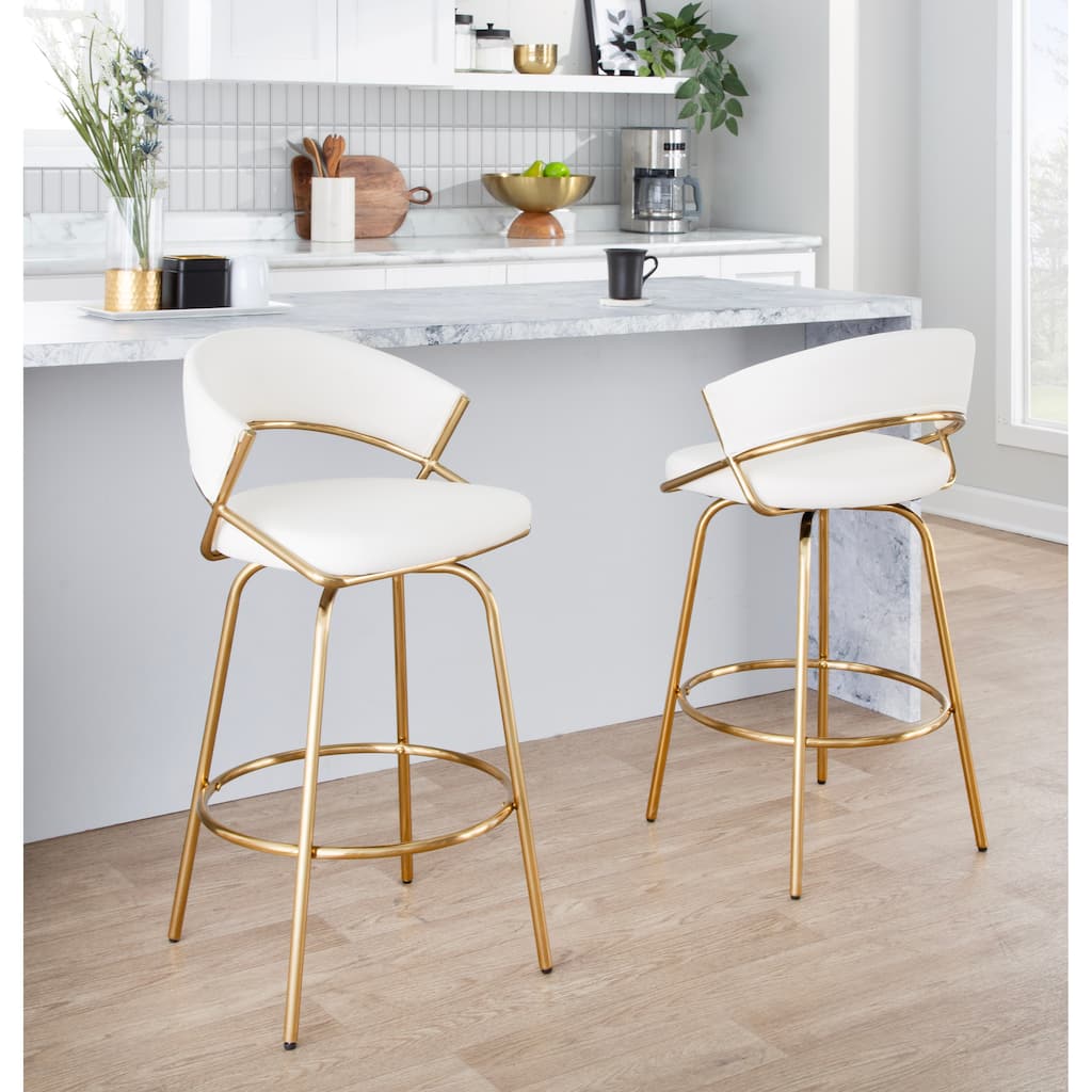 Silver Orchid Tatyana 26" Upholstered Counter Stool with Metal Legs (Set of 2)