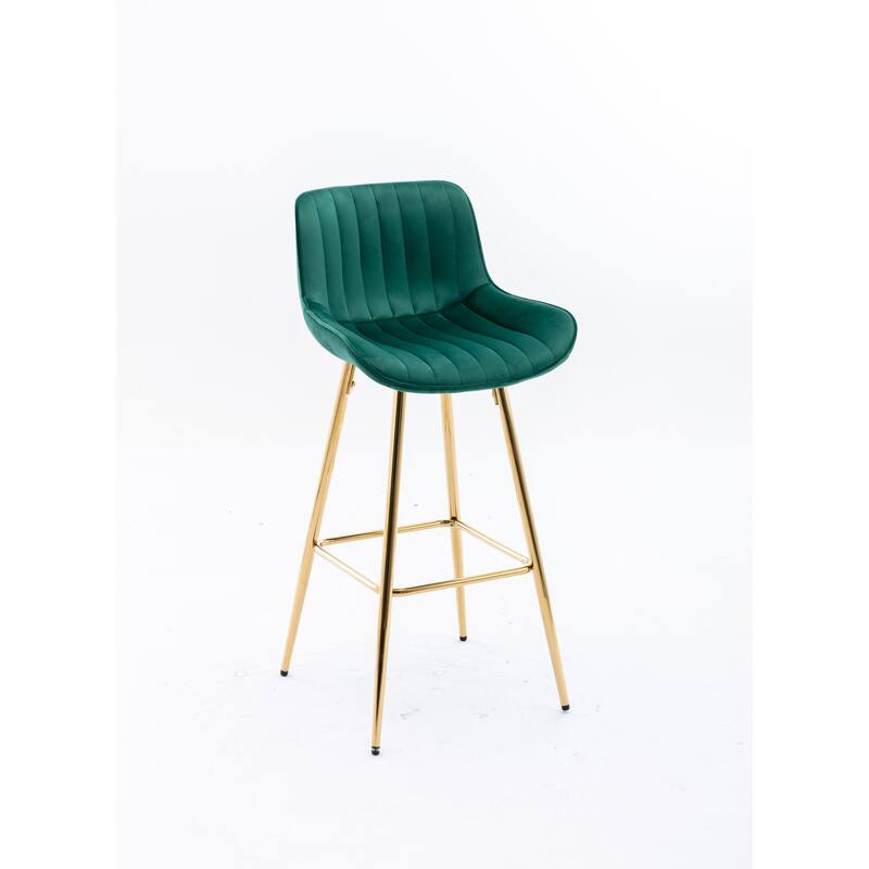 Velvet Swivel Bar Stools Set of 2, Counter Height Bar Chairs with Back, Kitchen Island Stools with Footrest and Metal Legs