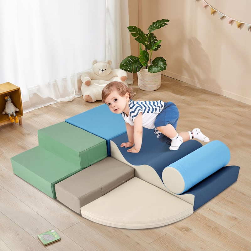 Soft Climb and Crawl Foam Playset 6 in 1, Soft Play Equipment Climb and Crawl Playground for Kids,Kids Crawling