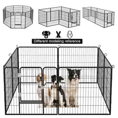 Bossin Dog Playpen Dog Kennel Pen Cage Dog Fence Exercise Pen with Doors 8/16/24 Panel