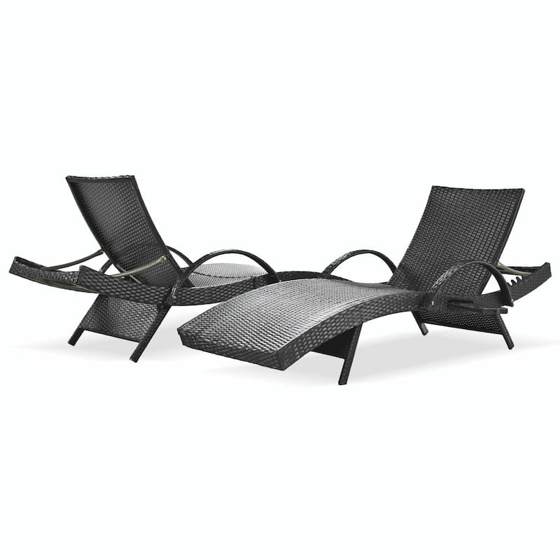 Outdoor Wicker Chaise Lounge Chairs Set of 2