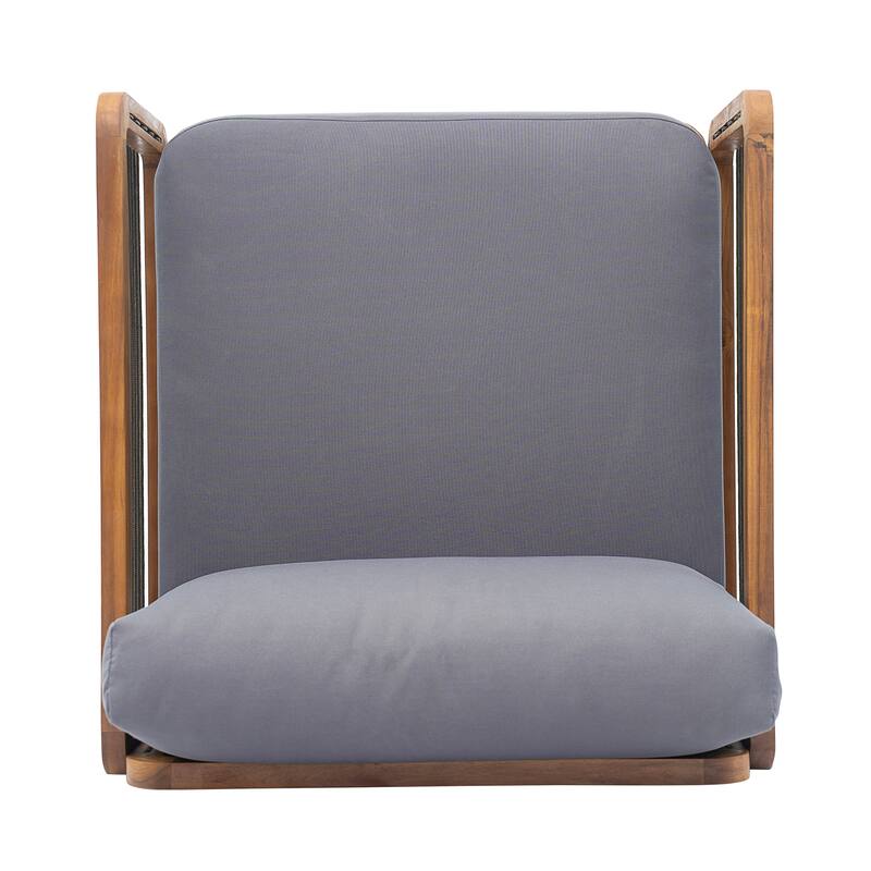 Scott Living - Talia Outdoor Modern Arm Chair with Grey Cushions and Solid Acacia Wood Frame