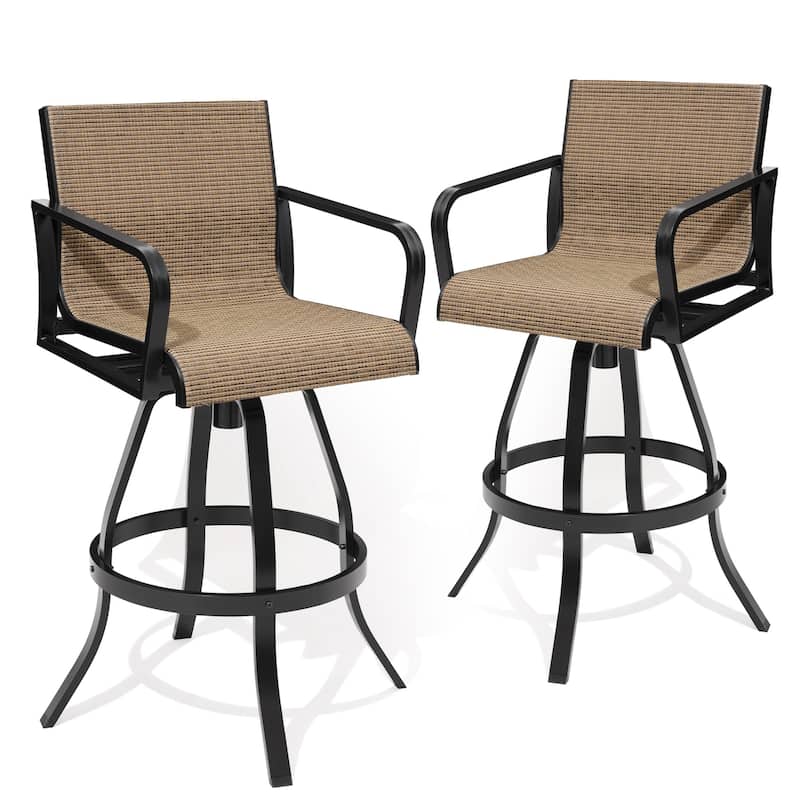 Pellebant Outdoor Aluminum Swivel Barstool Patio Bar Stools with Sunbrella Fabric - 18.31"Lx18.31"Wx43.31"H