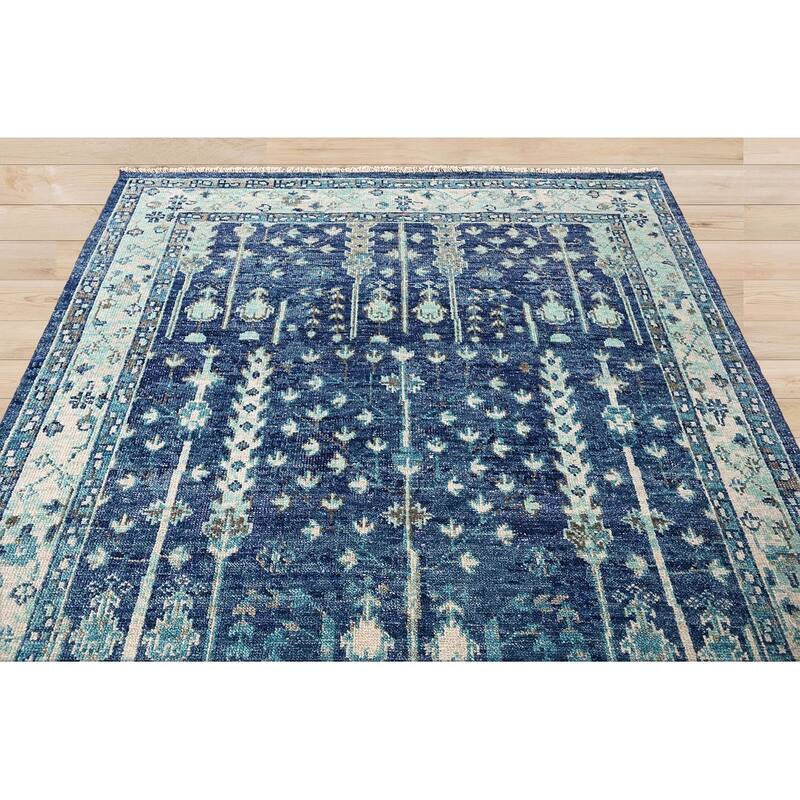 Hand Knotted Turkish Oushak Blue Arts & Crafts Wool Oriental Area Rug