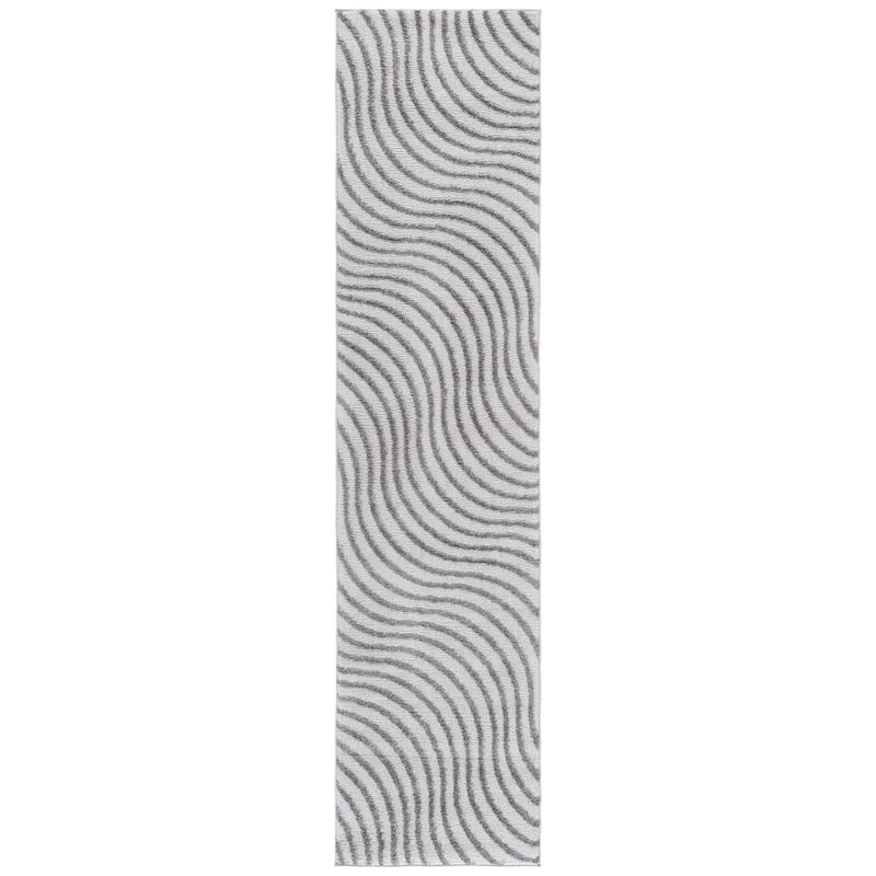 SAFAVIEH Wave Lidewij Modern Rug - 2'2" x 9' Runner - Grey/Dark Grey