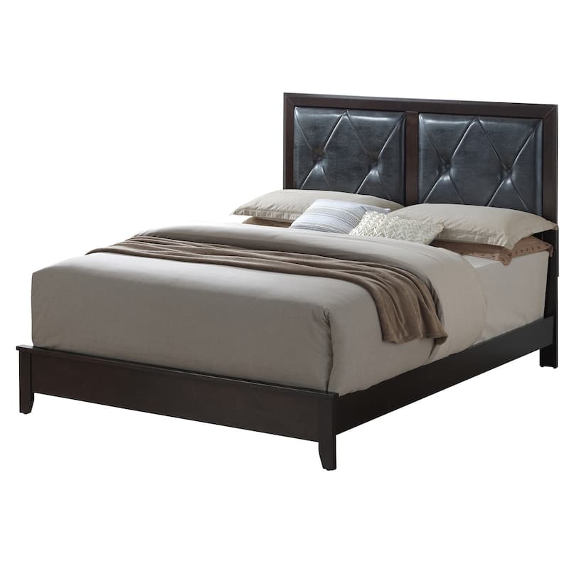Upholstered Tufted Twill Full Panel Bed - 80" - Espresso Brown