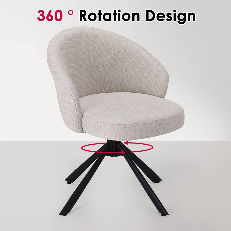 Set of 2 Swivel Upholstered Dining Chairs