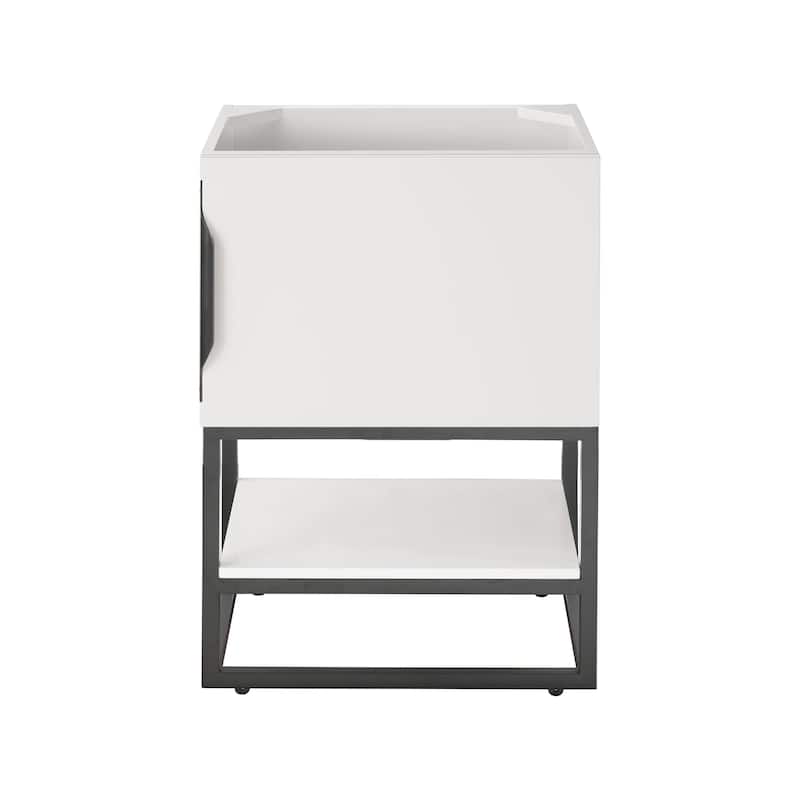 James Martin Vanities Columbia 24" Single Vanity, Glossy White with White Glossy Composite Stone Top