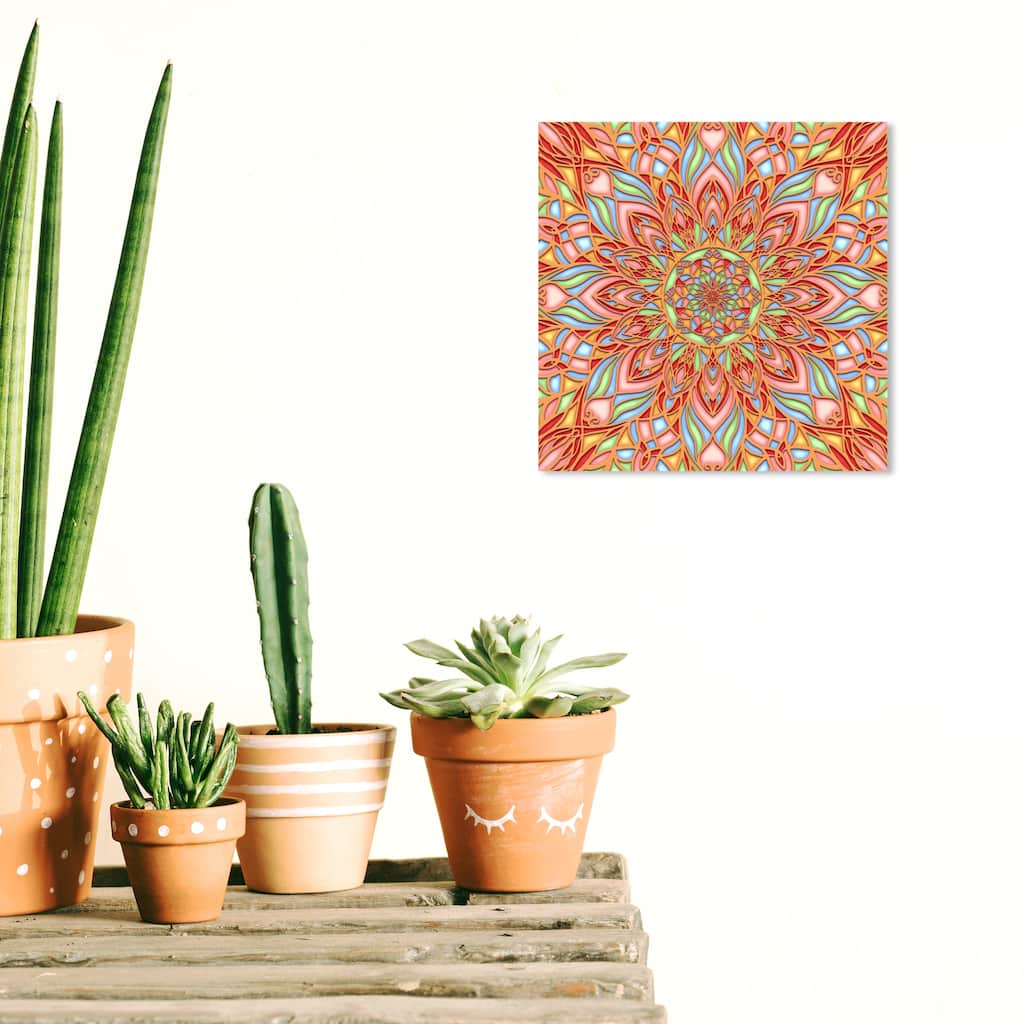 Wynwood Studio Canvas Abstract Floral Mandala Pink and Light Pink Bohemian & Eclectic Wall Art Canvas Print