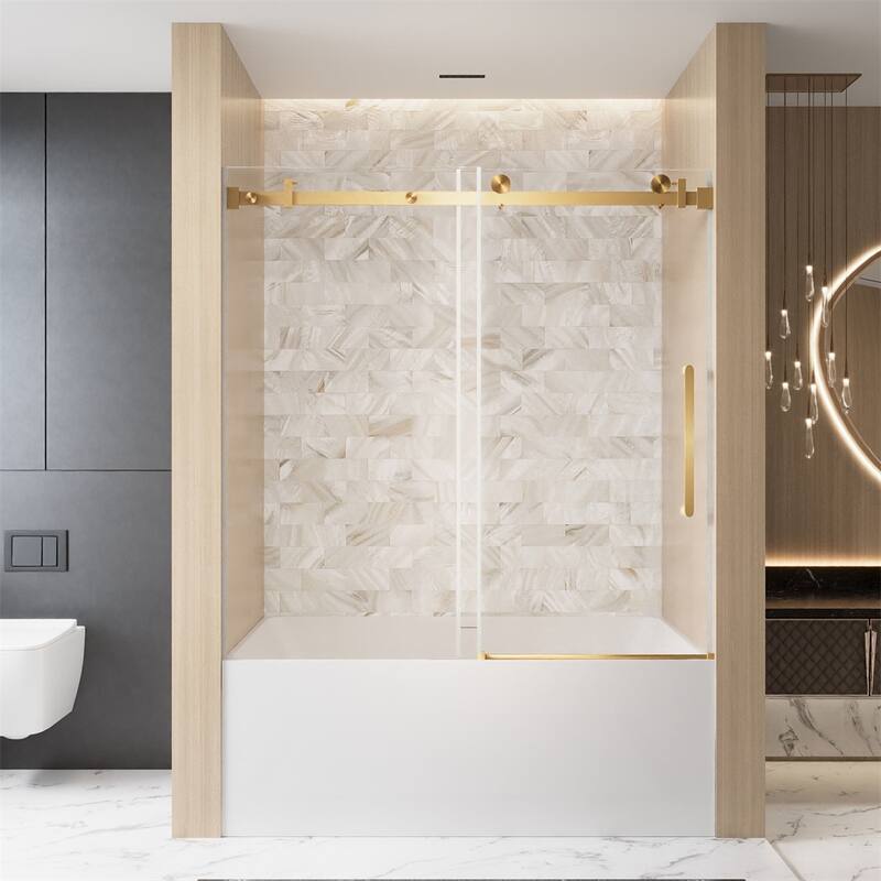 Frameless Single Sliding Shower Door 56-60 "W x 60" H,1/4 "(6 mm)