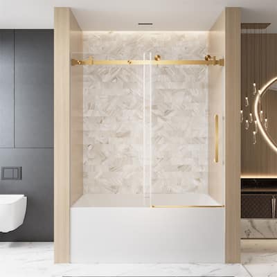 Frameless Single Sliding Shower Door 56-60 "W x 60" H,1/4 "(6 mm)