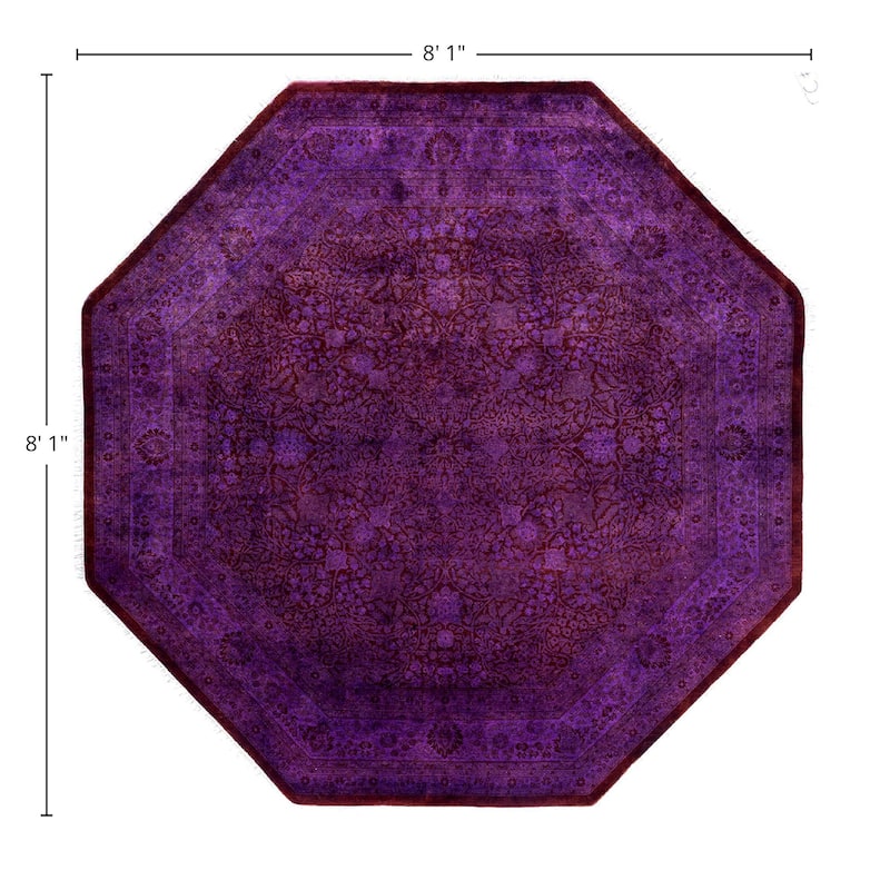Fine Vibrance One-of-a-Kind Hand-Knotted Area Rug - Purple, 8' 1" x 8' 1" - 8' 1" x 8' 1"