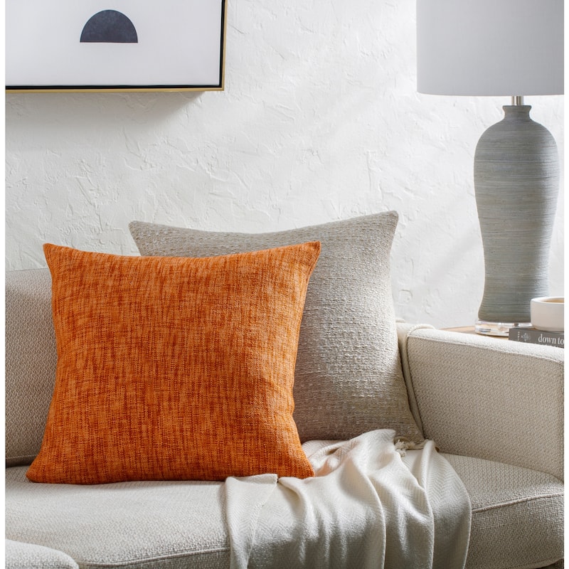 Ingram Modern & Contemporary Solid Color Accent Pillow - 18"L x 18"W - Cover Only - Orange