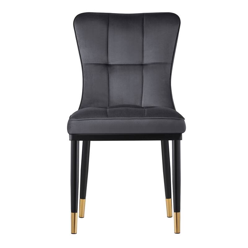 Velvet Upholstered Dining Chairs with Metal Legs, Set of 2/4 - 35.8"H x 18.9"W x 23.2"D