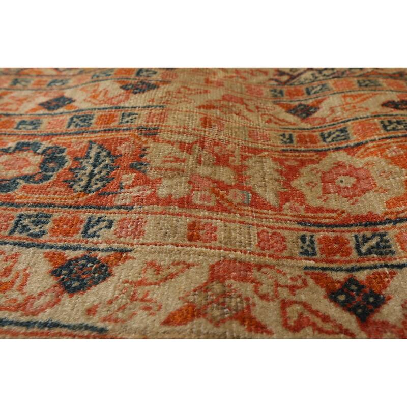 Hand Knotted 250 KPSI Herizz Beige Orange Wool Traditional Area Rug - 3' 10'' x 5' 8''
