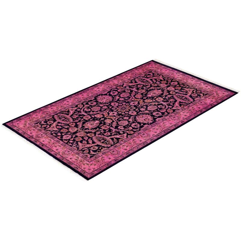 Overton Hand Knotted Wool Vintage Inspired Modern Contemporary Overdyed Pink Area Rug - 3' 1" x 5' 5"